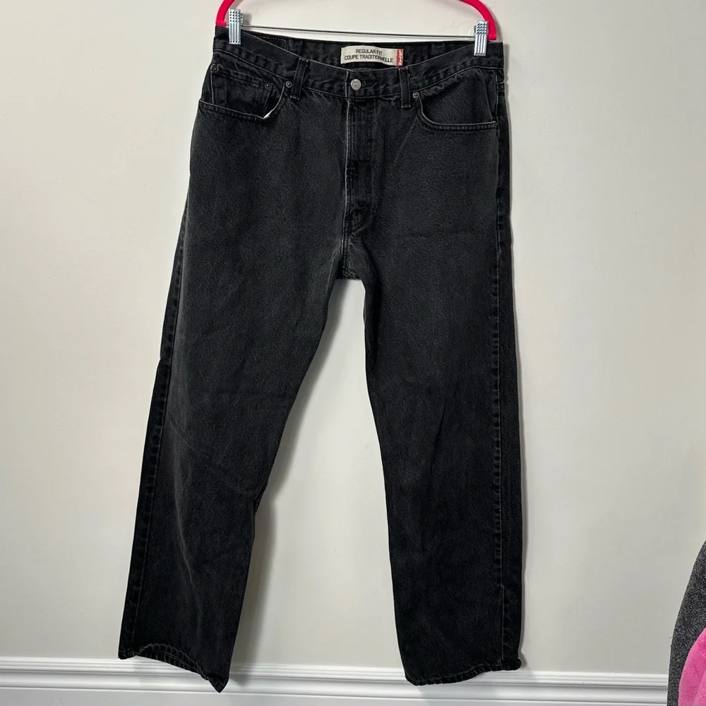 LEVI'S 505 men's black regular fit straight leg jeans, 38x32. - Picture 3 of 7